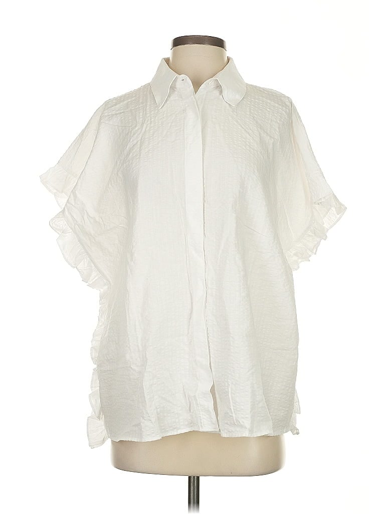 Pre-owned Harshman Short Sleeve Blouse In White