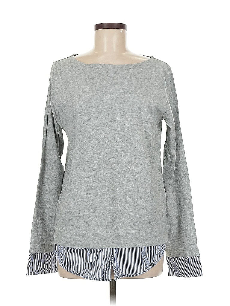 Pre-owned J.crew Mercantile Long Sleeve Top Gray Boatneck Tops