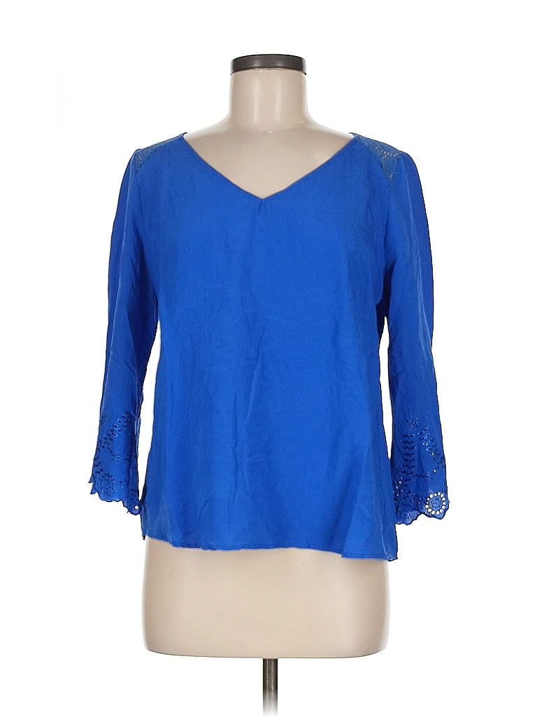 Pre-owned Fig And Flower 3/4 Sleeve Blouse In Blue