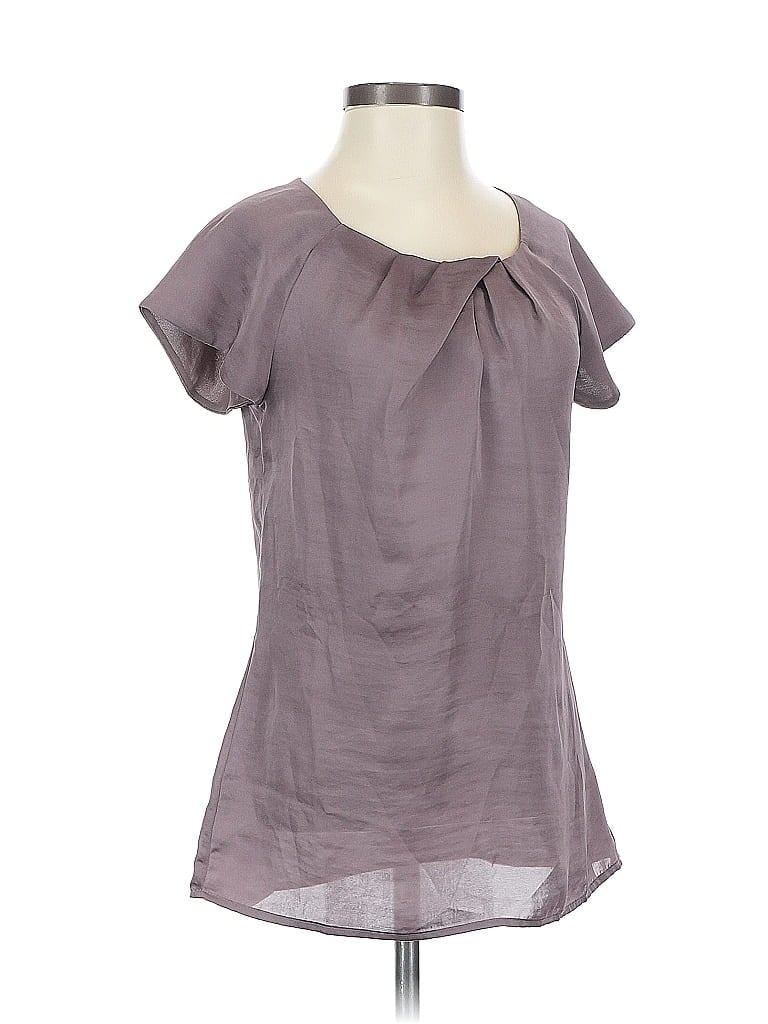 Pre-owned Ann Taylor Short Sleeve Blouse In Gray