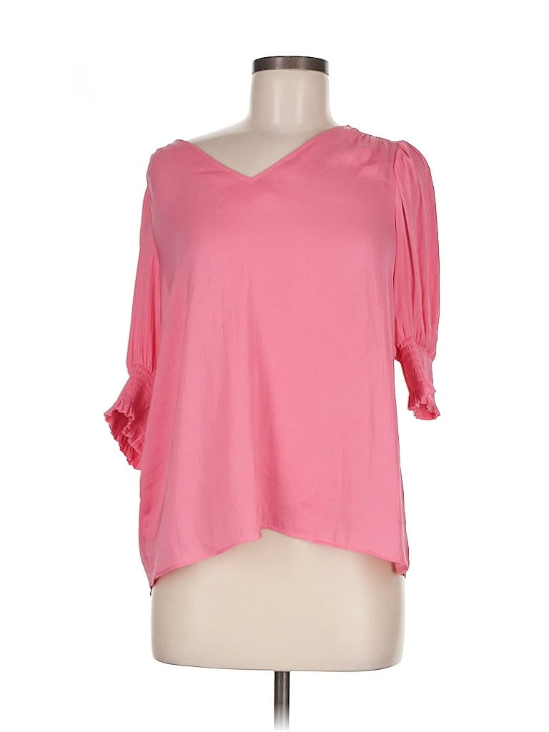 Pre-owned Maison D' Amelie 3/4 Sleeve Top Pink Cold Shoulder Neckline Tops