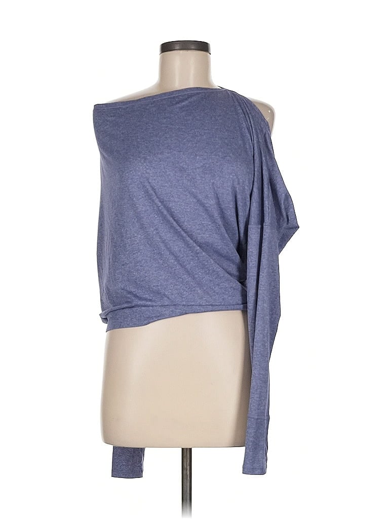 Pre-owned Maia Long Sleeve Top Gray One Shoulder Neckline Tops