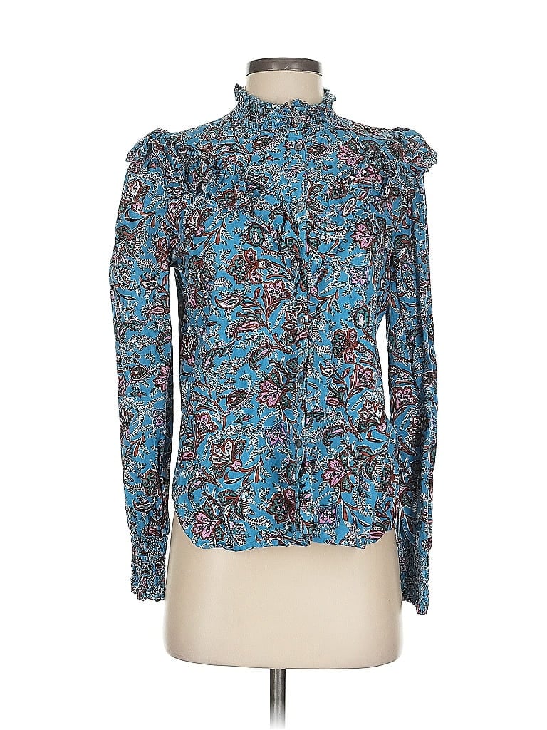 Pre-owned Ann Taylor Loft Long Sleeve Blouse In Blue