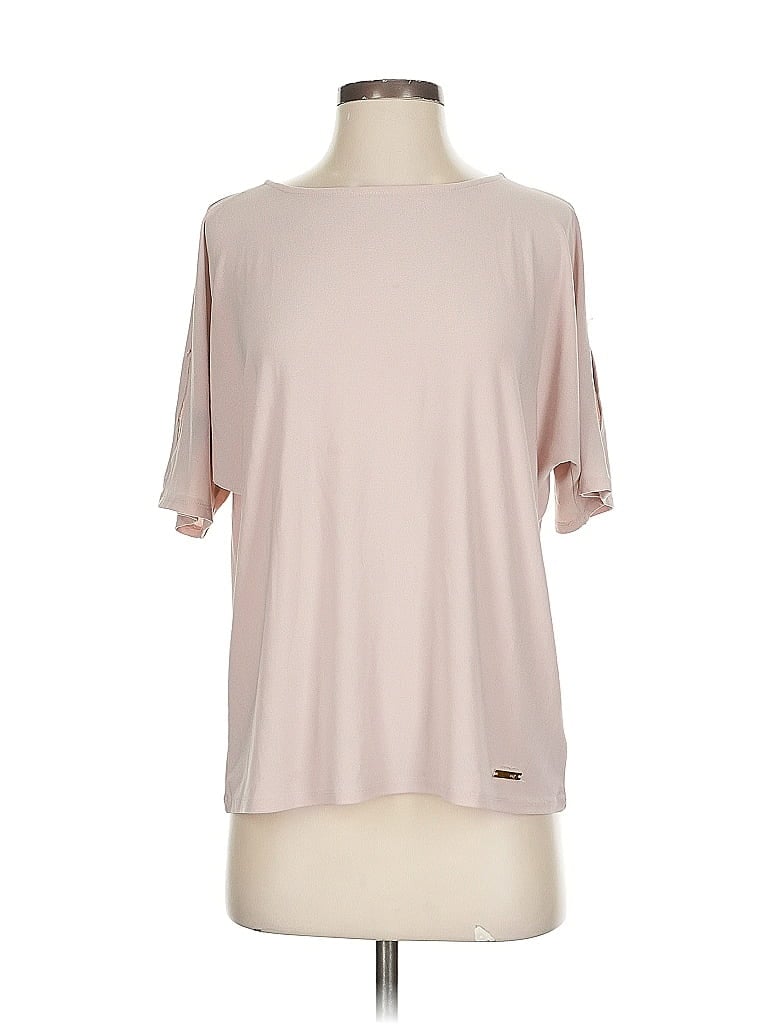 Pre-owned Jones New York Signature Short Sleeve Top Pink Crew Neck Tops