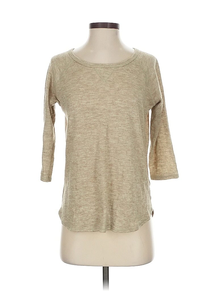 Pre-owned Soft Joie 3/4 Sleeve Top Tan Scoop Neck Tops In Brown