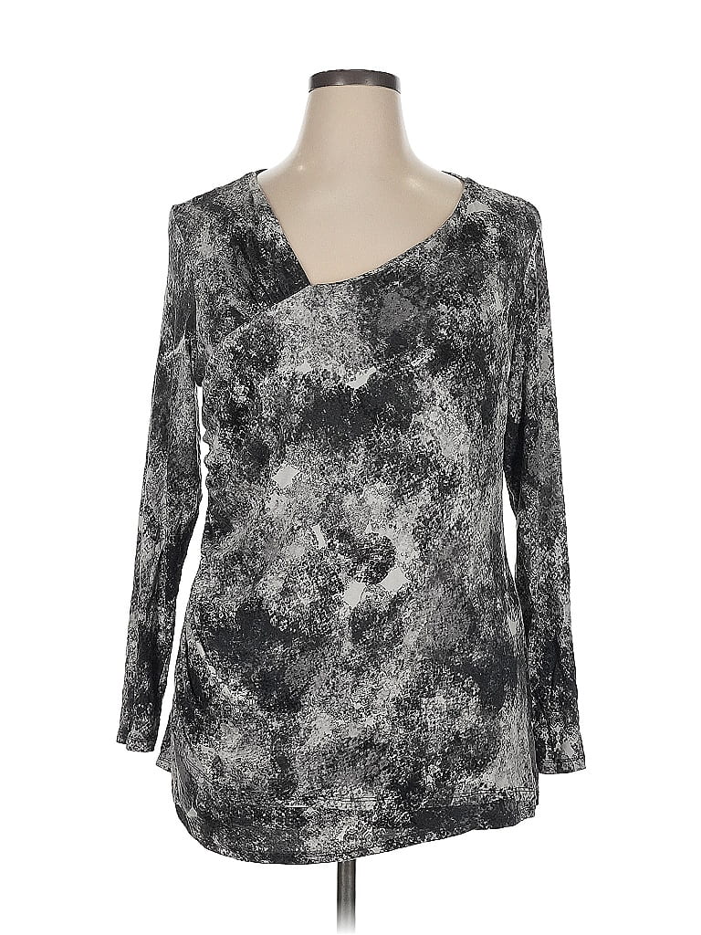 Pre-owned Daisy Fuentes Long Sleeve Blouse In Silver