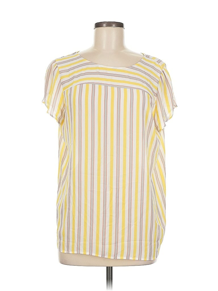 Pre-owned Ann Taylor Loft Outlet Short Sleeve Blouse In Yellow