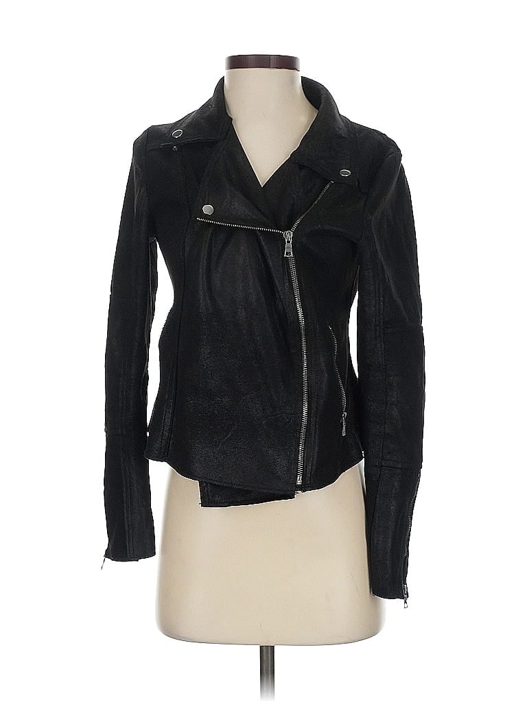 Pre-owned Evereve Faux Leather Jacket In Black