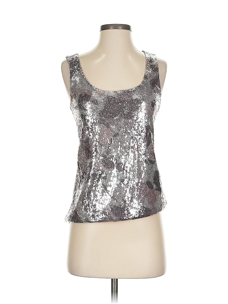 Pre-owned Inc International Concepts Tank Top Silver Strapless Neckline Tops