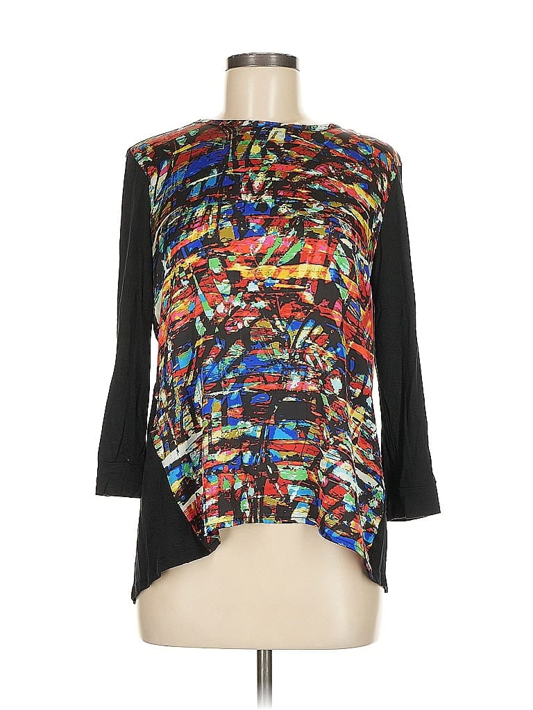 Pre-owned Life Style 3/4 Sleeve Blouse In Black