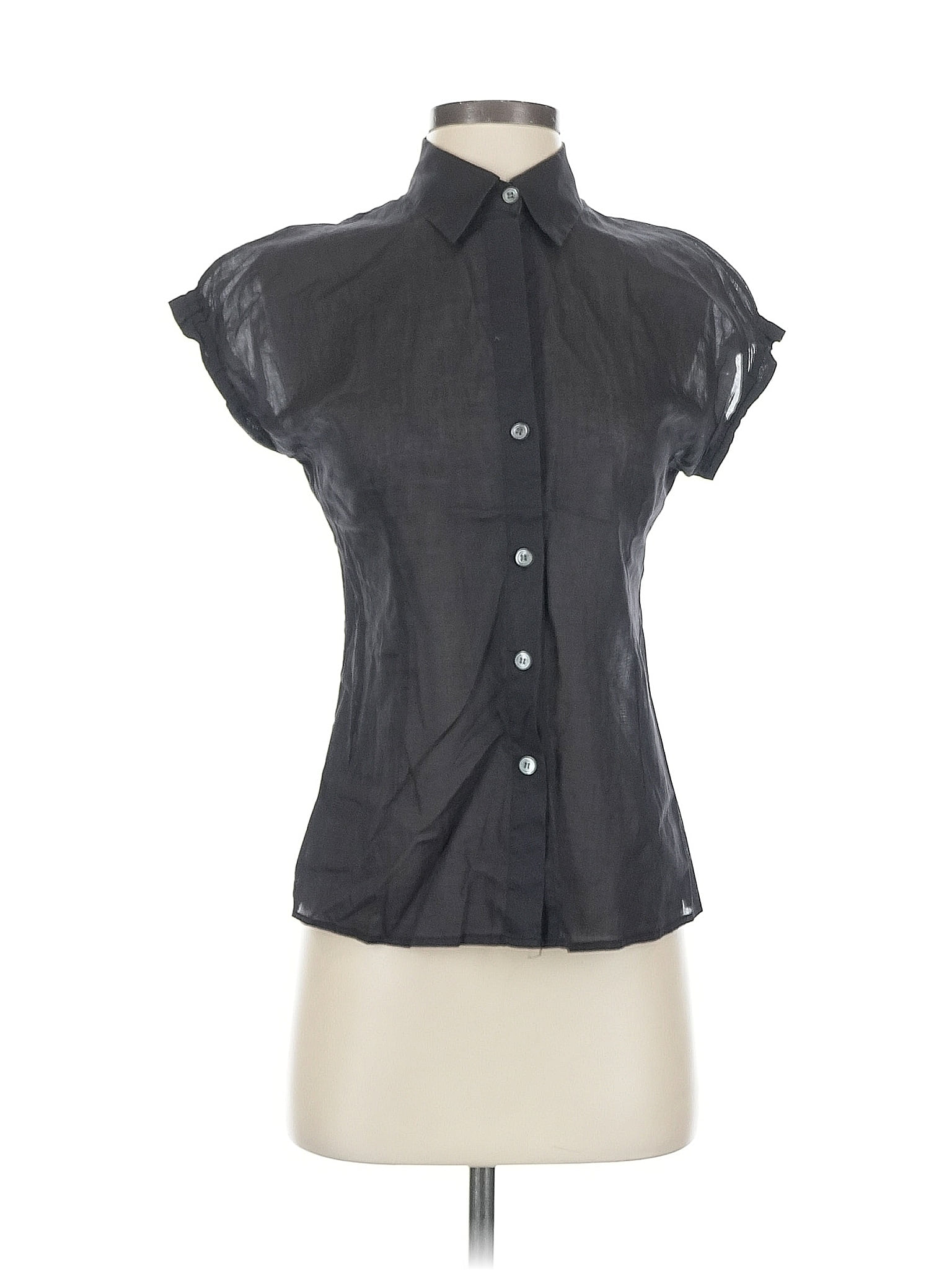 Theory 100% Cotton Black Short Sleeve Blouse Size S