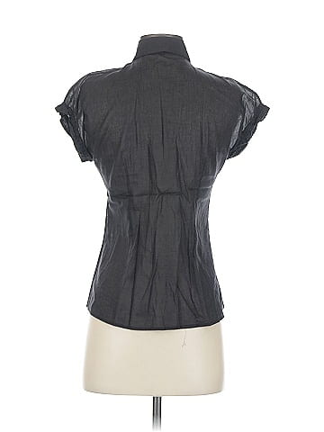 Theory 100% Cotton Black Short Sleeve Blouse Size S