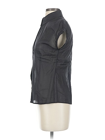 Theory 100% Cotton Black Short Sleeve Blouse Size S