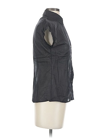 Theory 100% Cotton Black Short Sleeve Blouse Size S