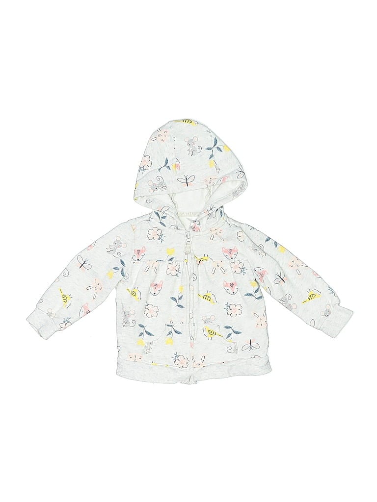 Pre-owned Carter's Kids' Zip Up Hoodie In White