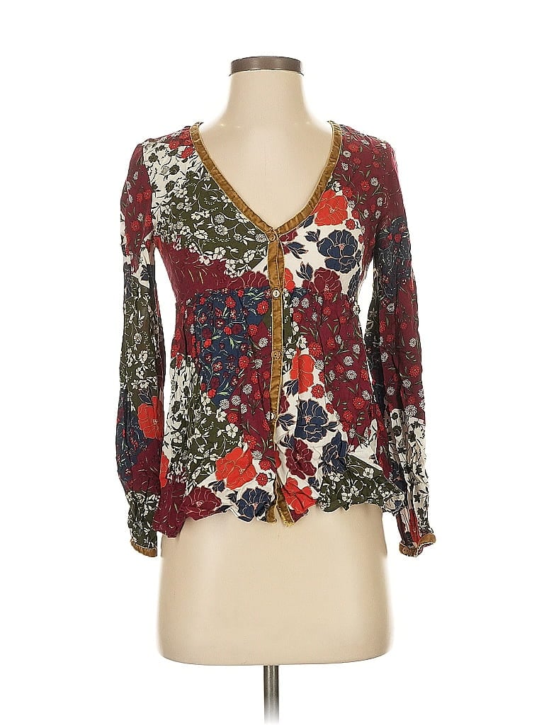 Pre-owned Trafaluc By Zara 3/4 Sleeve Blouse In Burgundy