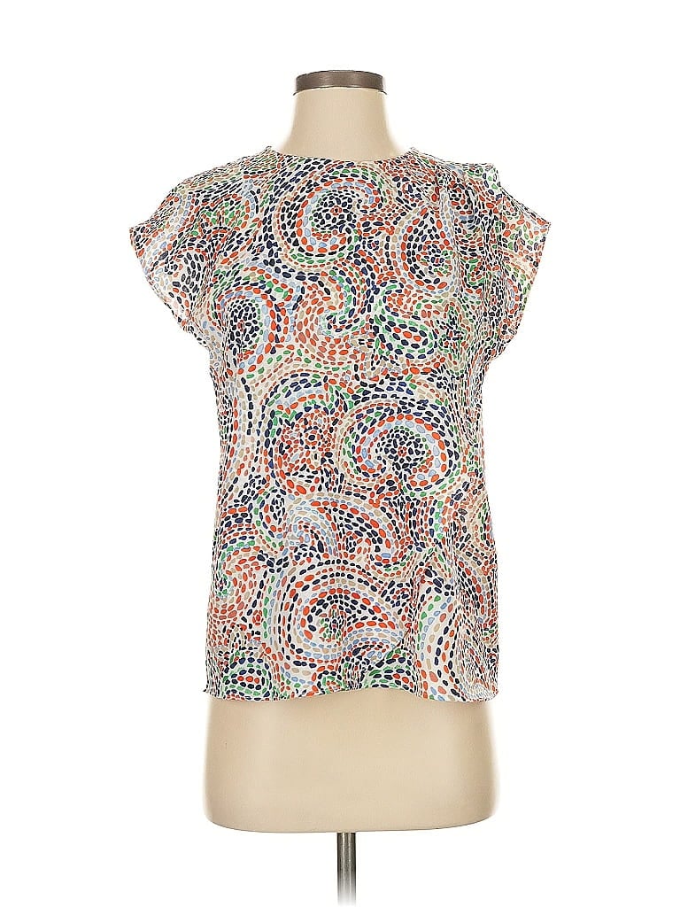 Pre-owned Liz Claiborne Short Sleeve Blouse In White