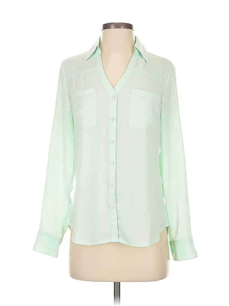 Pre-owned Express Long Sleeve Blouse In Green