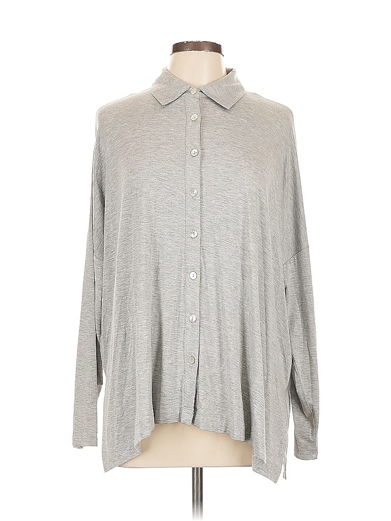 Pre-owned Assorted Brands Long Sleeve Button Down Shirt In Gray