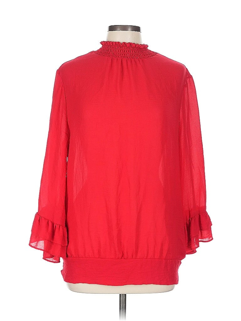 Click to view more detailed imagery on our partner's website Pre-owned New York And Company 3/4 Sleeve Blouse In Red