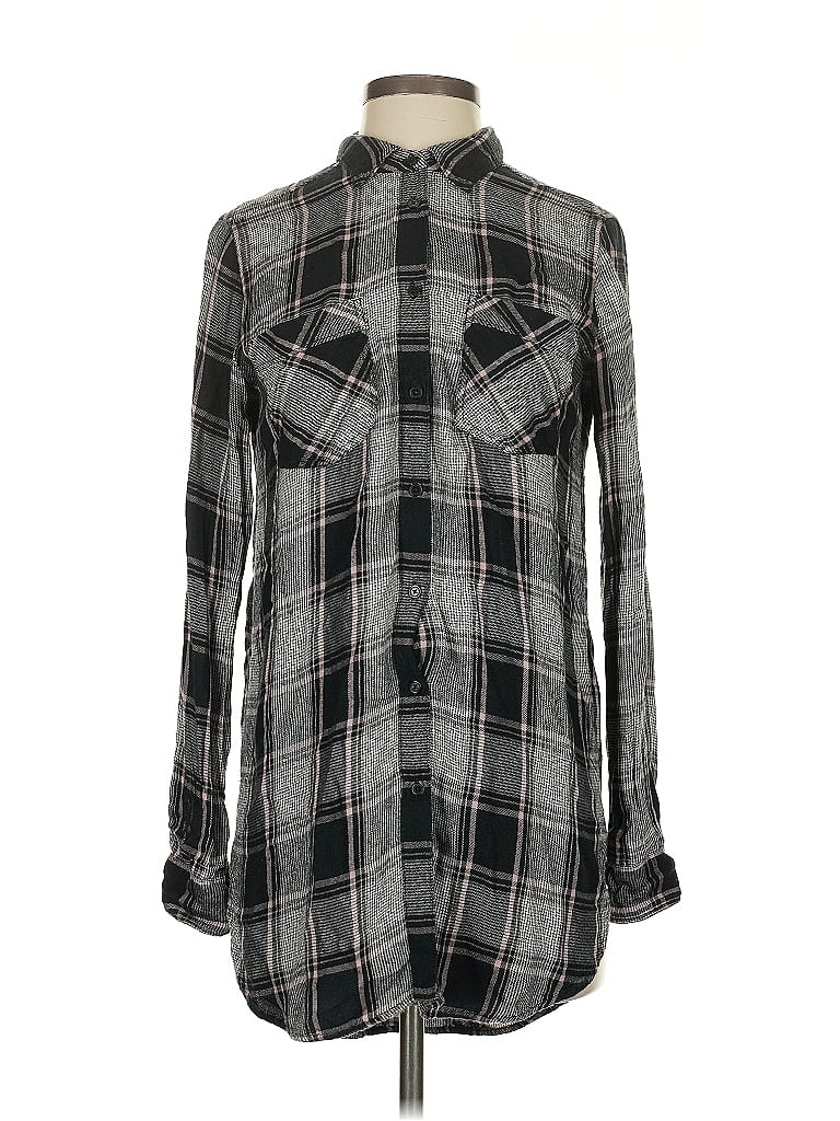 Pre-owned Express Long Sleeve Button Down Shirt In Gray