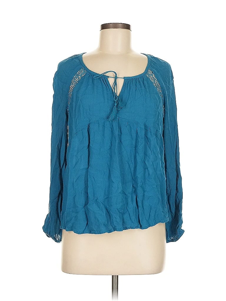 Pre-owned Old Navy Long Sleeve Blouse In Blue