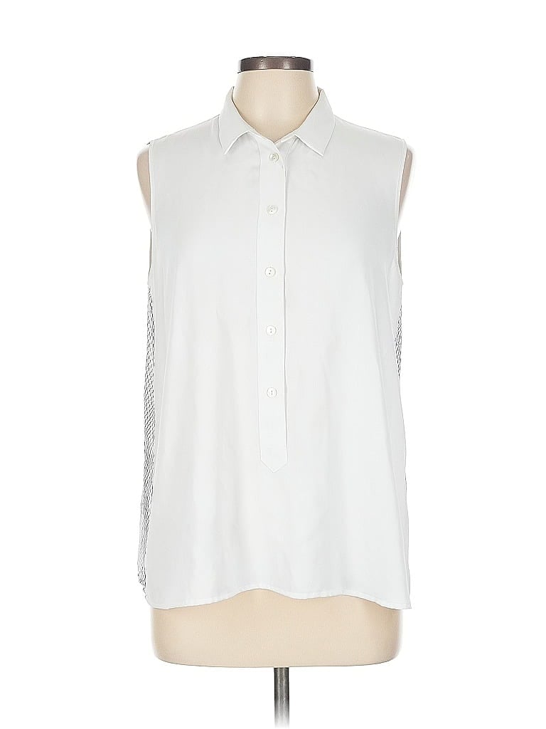 Pre-owned Armani Exchange Sleeveless Button Down Shirt In White