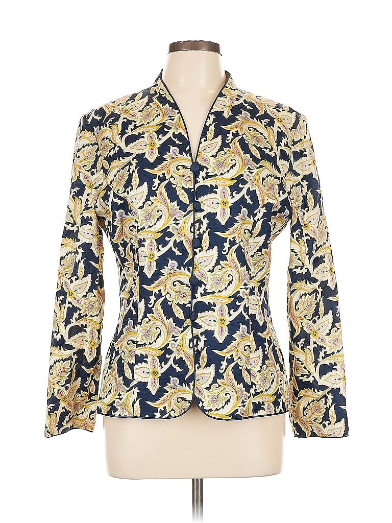Pre-owned Adrianna Papell Silk Blazer Jacket In Gold