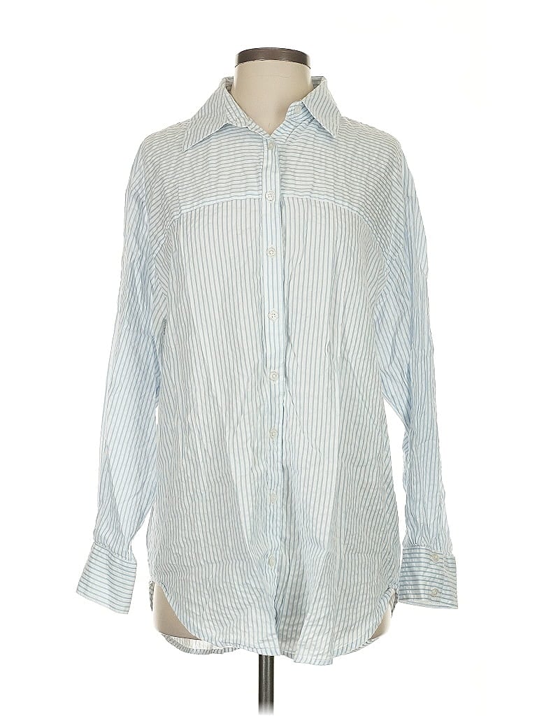 Pre-owned And Now This Long Sleeve Button Down Shirt In Blue