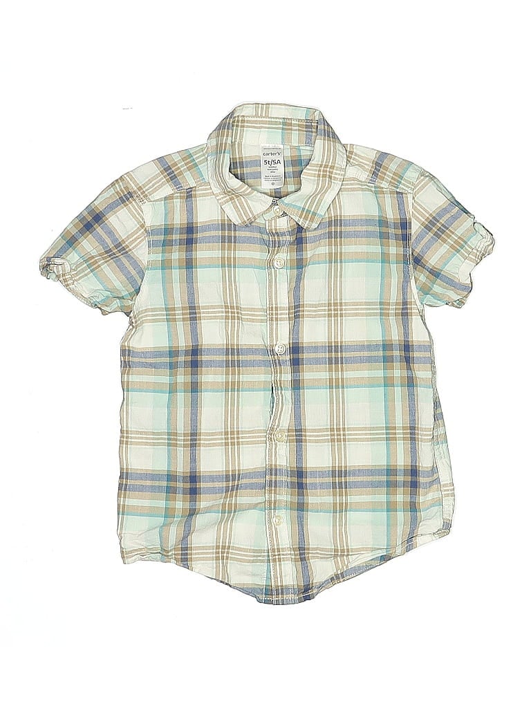 CARTER'S Pre-owned Kids' Short Sleeve Button Down Shirt In Green