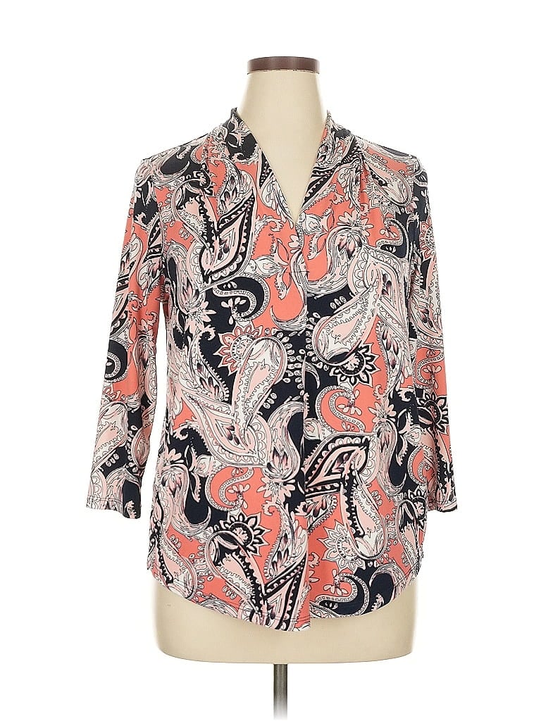 Click to view more detailed imagery on our partner's website Pre-owned Charter Club 3/4 Sleeve Blouse In Pink