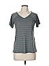 Daisy Fuentes Stripes Gray Active T-Shirt Size S - photo 1