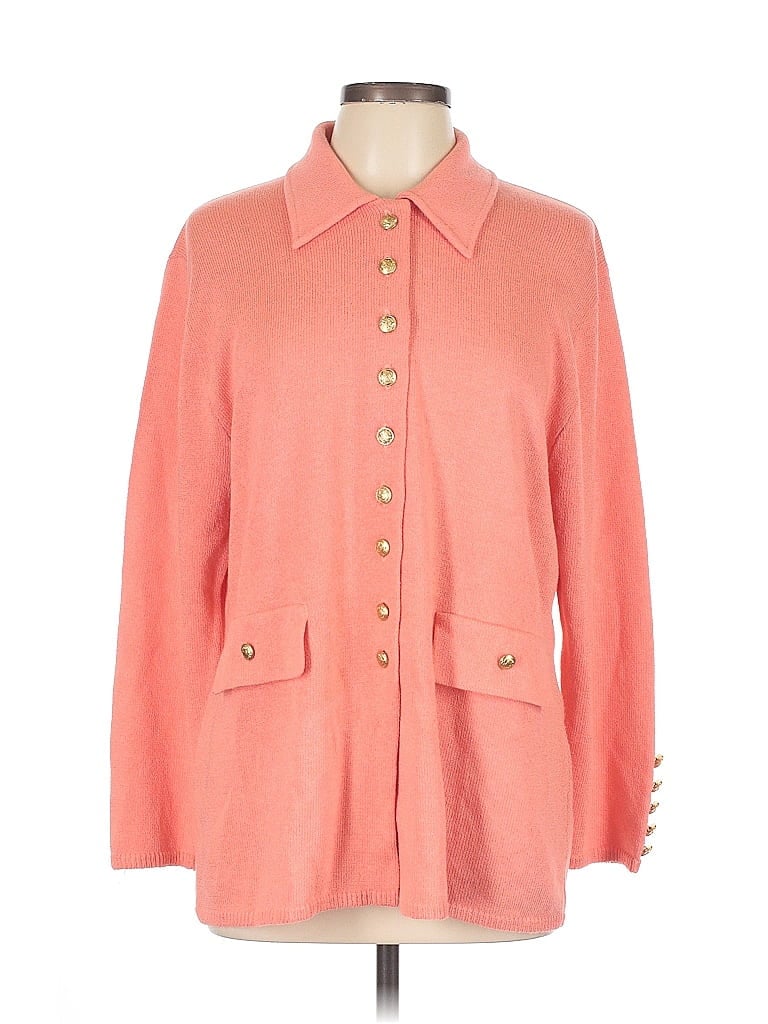 Pre-owned San Remo By Laura Knits Cardigan Sweater In Orange