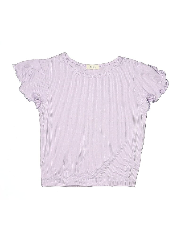 Pre-owned Assorted Brands Kids' Short Sleeve Top Purple Ruffles Neckline Tops
