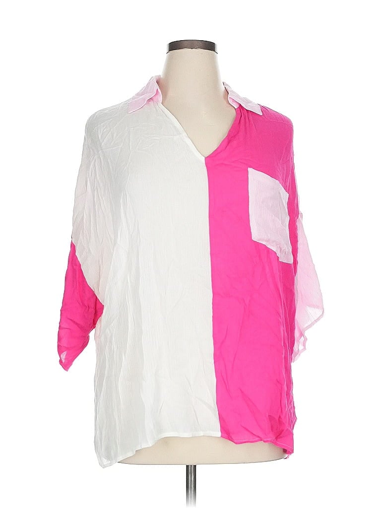 Pre-owned Andree By Unit 3/4 Sleeve Button Down Shirt In Pink