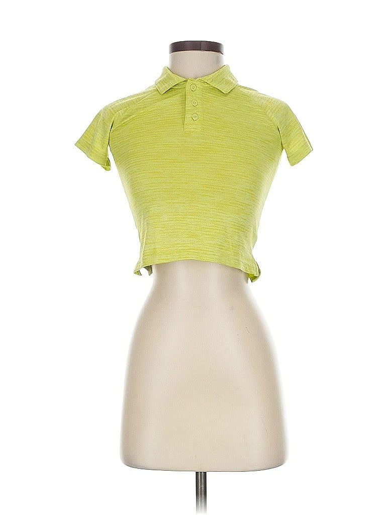 Pre-owned Xersion Short Sleeve Top Green Collared Neckline Tops