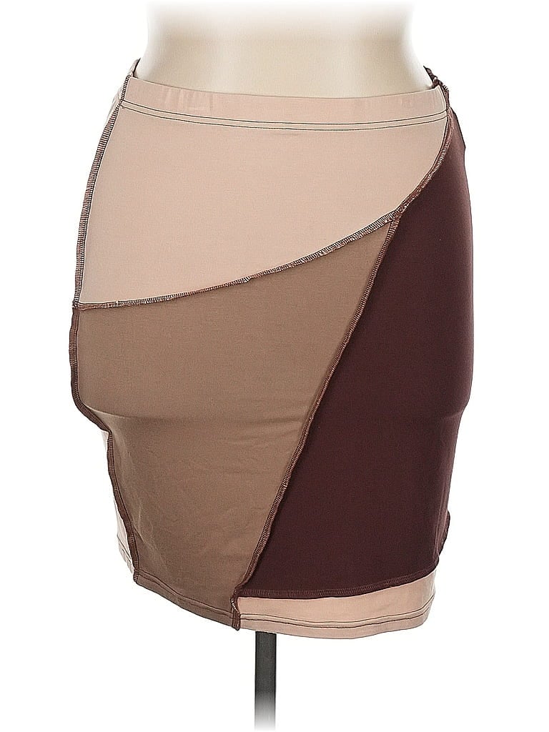 Pre-owned Shein Curve Casual Skirt In Brown