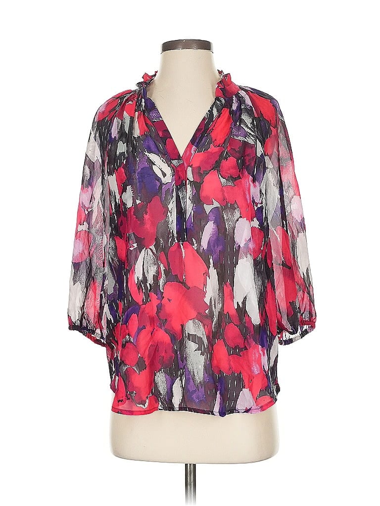 Pre-owned Pleione 3/4 Sleeve Blouse In Red