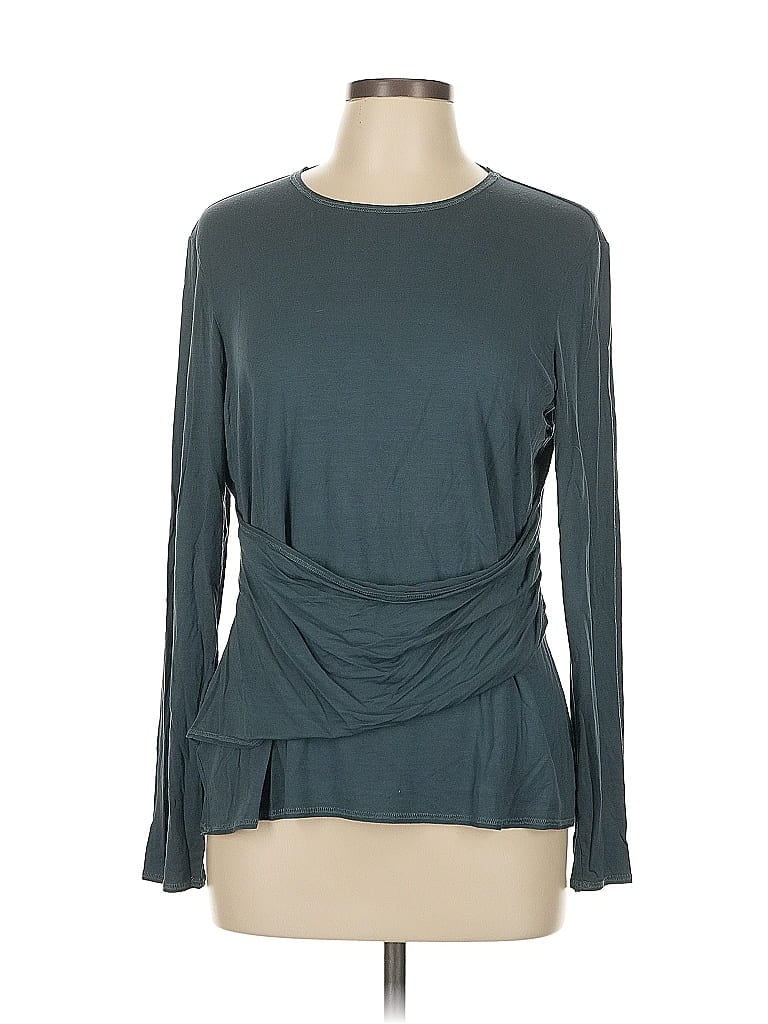 Pre-owned Worth New York Long Sleeve Top Teal Cowl Neck Tops In Blue
