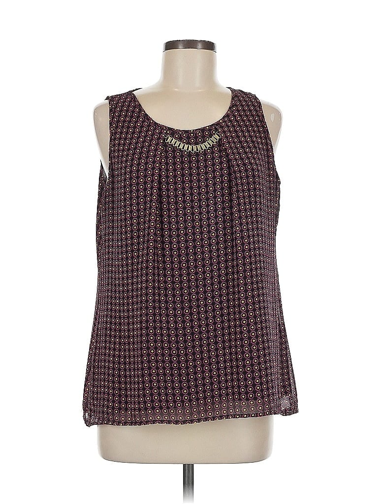 Pre-owned Roz & Ali Sleeveless Blouse In Burgundy