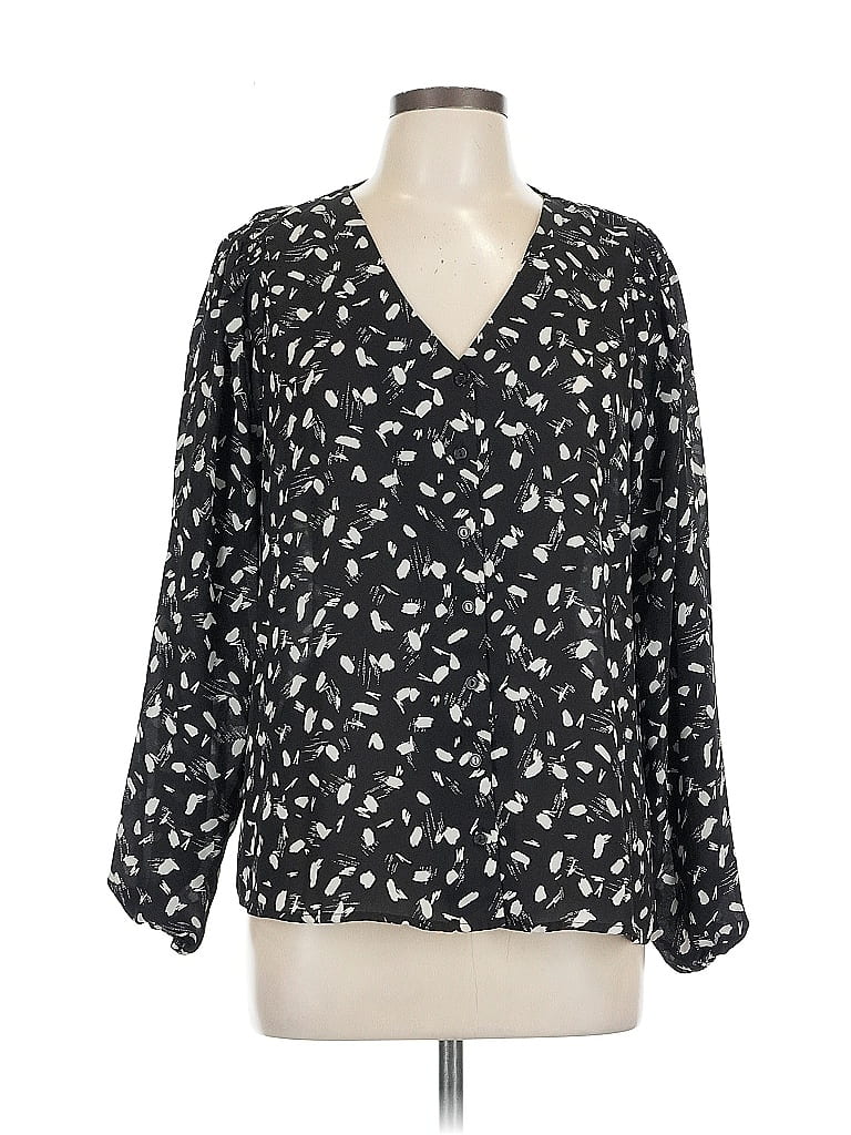 Pre-owned Lush Long Sleeve Blouse In Black