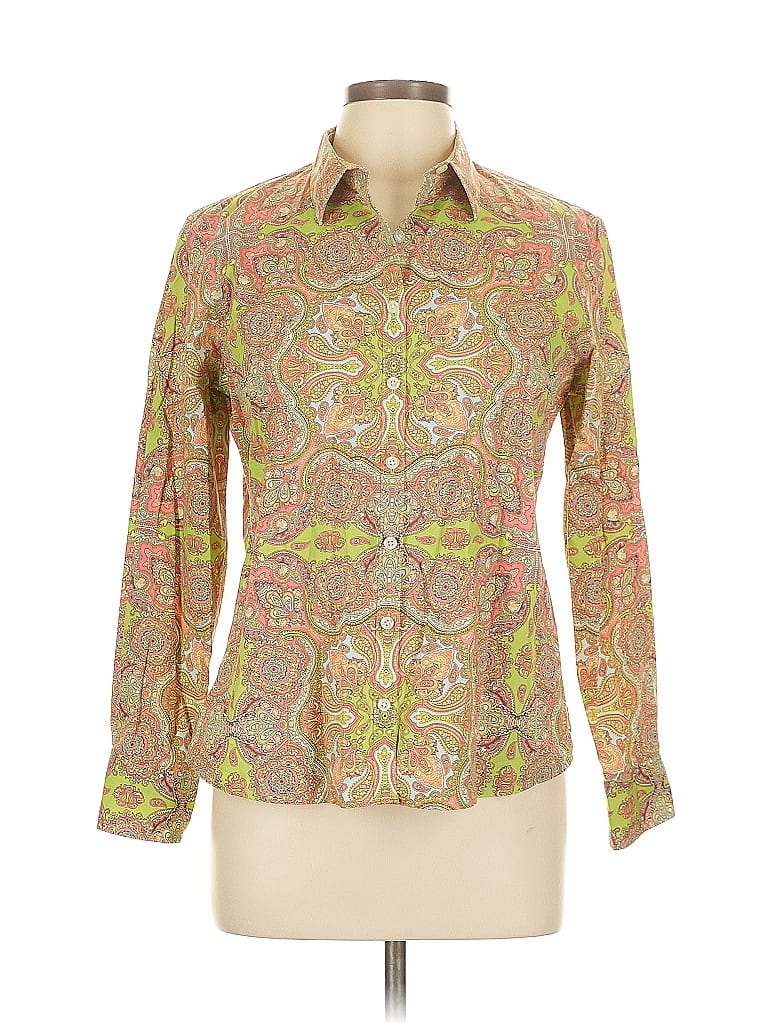 Pre-owned Lands' End Long Sleeve Blouse In Brown