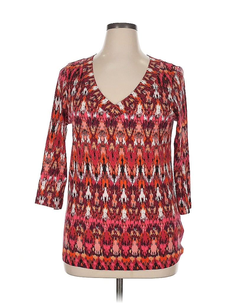 Pre-owned Nicole Miller 3/4 Sleeve Blouse In Red