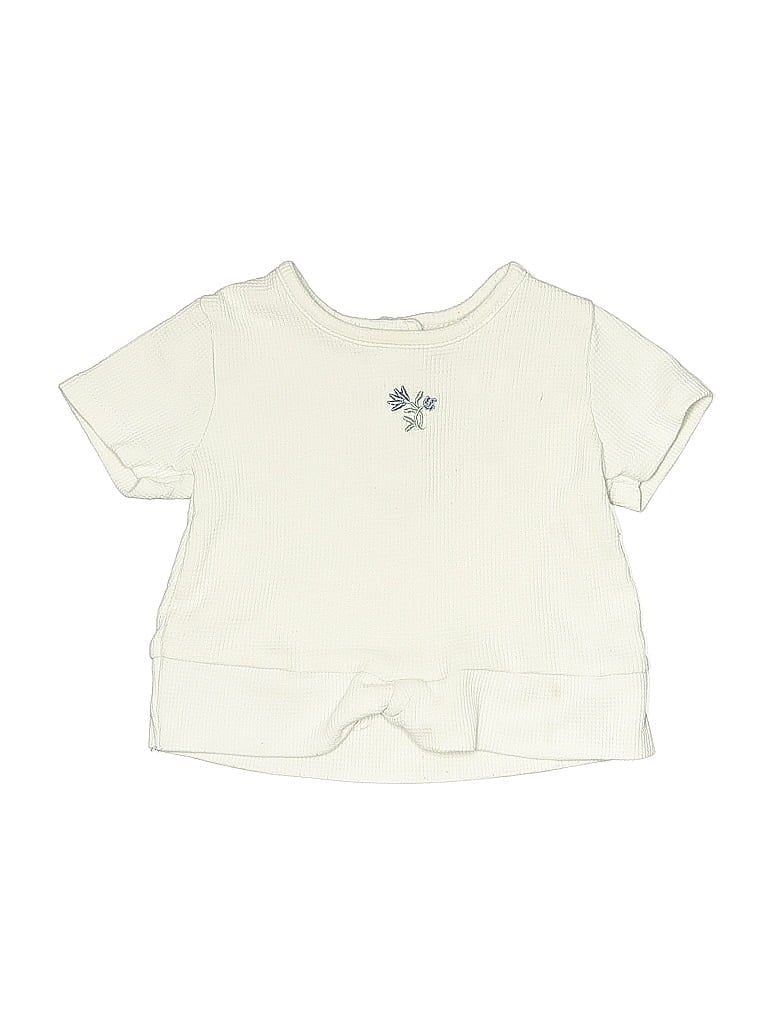 Pre-owned Daisy Fuentes Babies' Short Sleeve Top Ivory Keyhole Neckline Tops In White