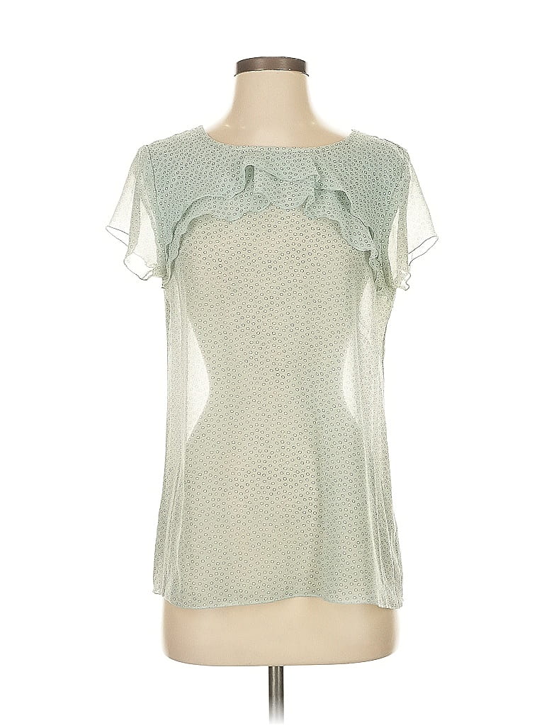 Pre-owned Ann Taylor Loft Short Sleeve Blouse In Green