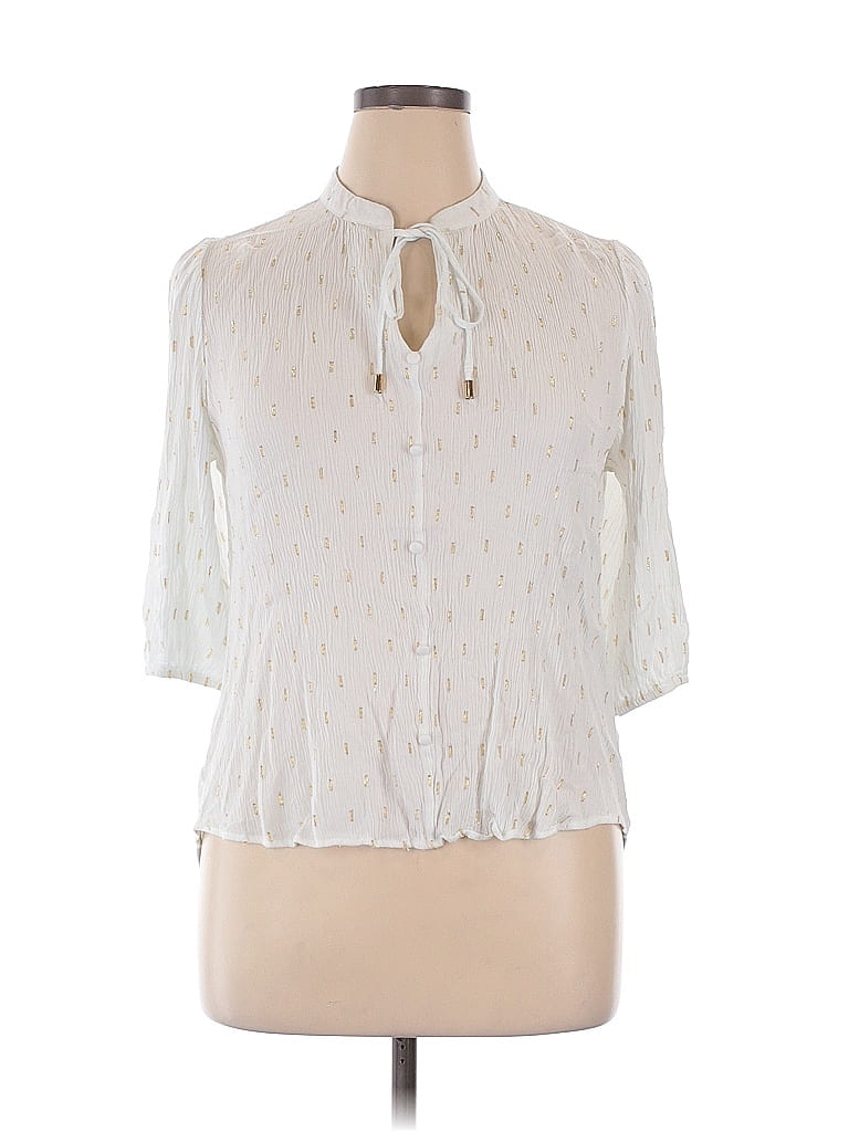 Pre-owned Ember 3/4 Sleeve Blouse In White