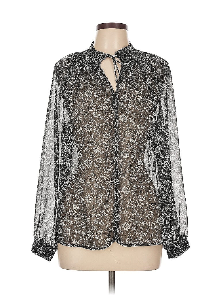 Pre-owned Lucky Brand Long Sleeve Blouse In Silver