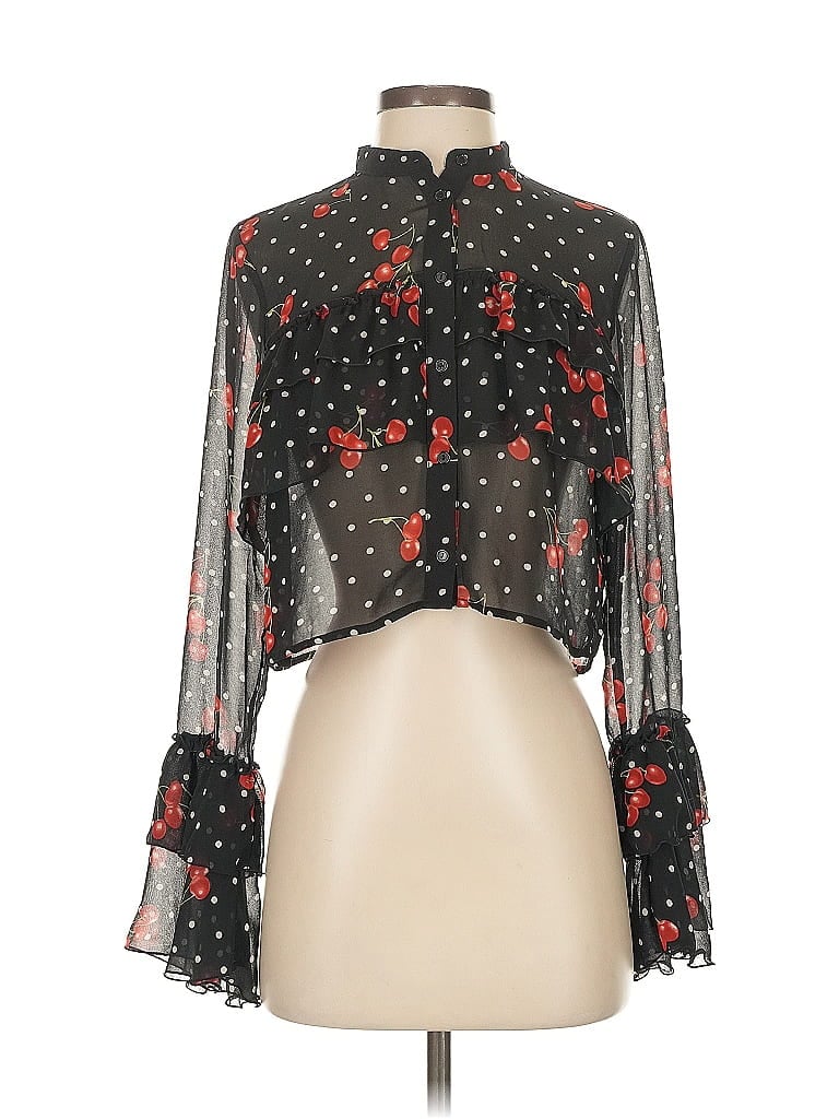 Pre-owned Forever 21 Contemporary Long Sleeve Blouse In Black