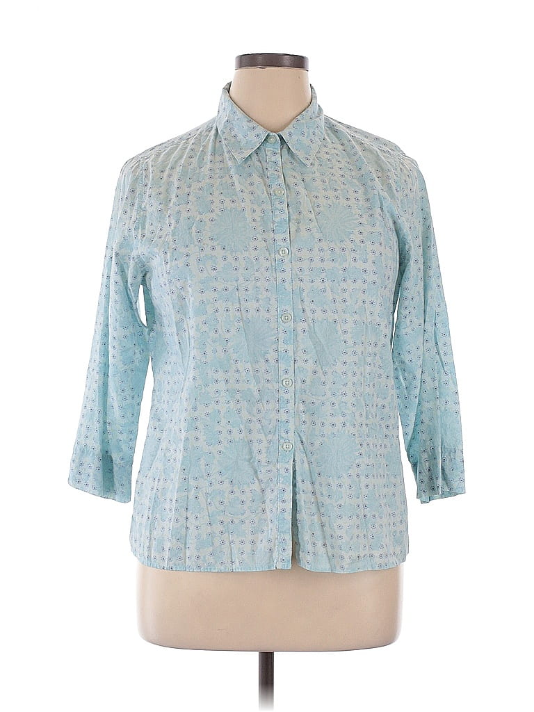 Click to view more detailed imagery on our partner's website Pre-owned Charter Club 3/4 Sleeve Button Down Shirt In Blue
