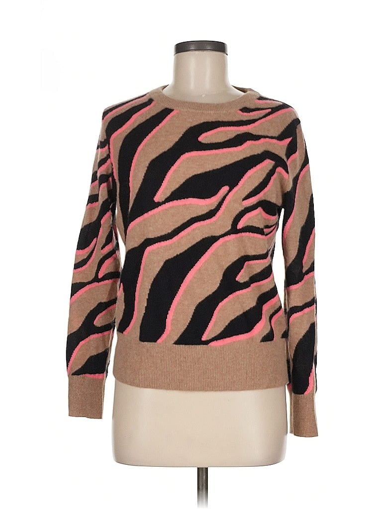 White + Warren 100% Cashmere Animal Print Brown Cashmere Pullover Sweater Size M - photo 1